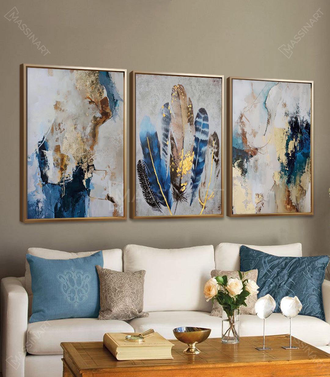 Tableaux décoratifs - Tableau décoratif Blue Feathers - Décoration