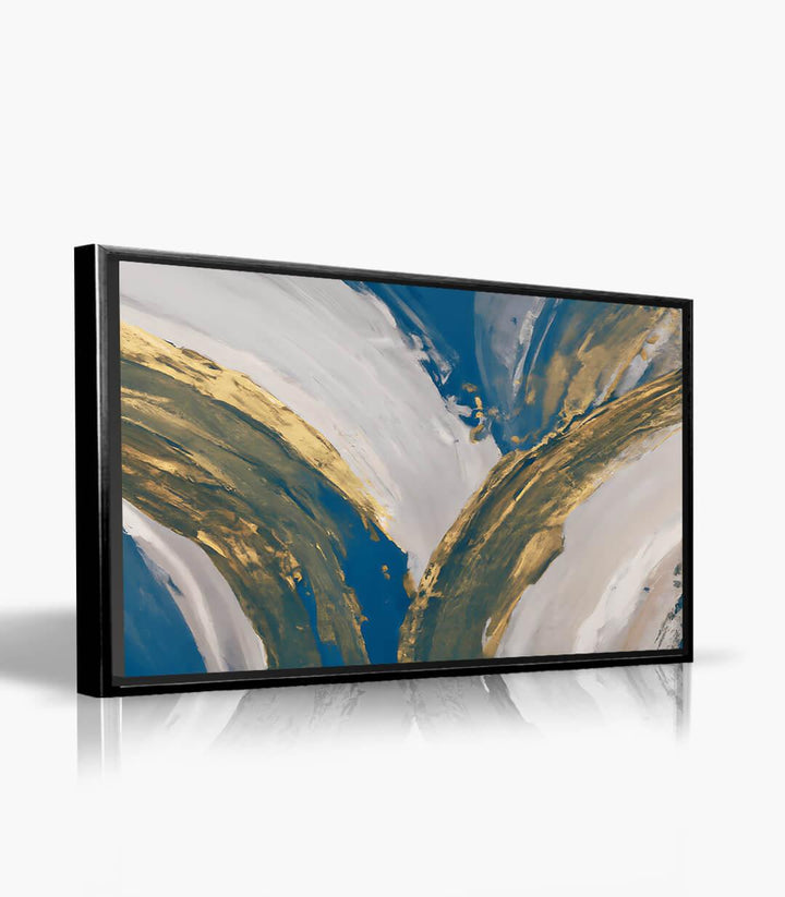 Tableau Charm détail de la composition abstraite or et bleu — Massinart