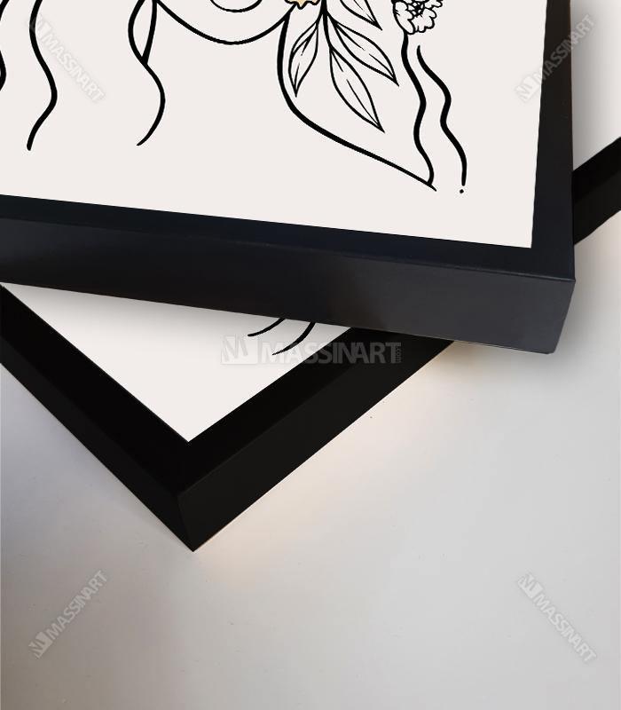 Tableau triptyque visages fleurs décoration salon moderne Massinart