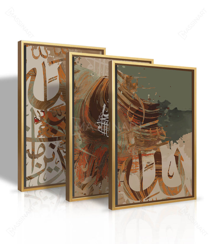 Mise en situation Devotion moderne triptyque salon moderne canapé vert Massinart