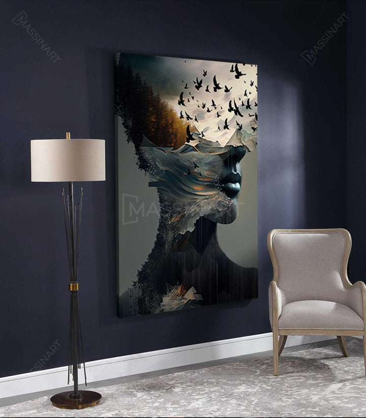 Présentation tableau Echoes portrait fusionné paysage Massinart