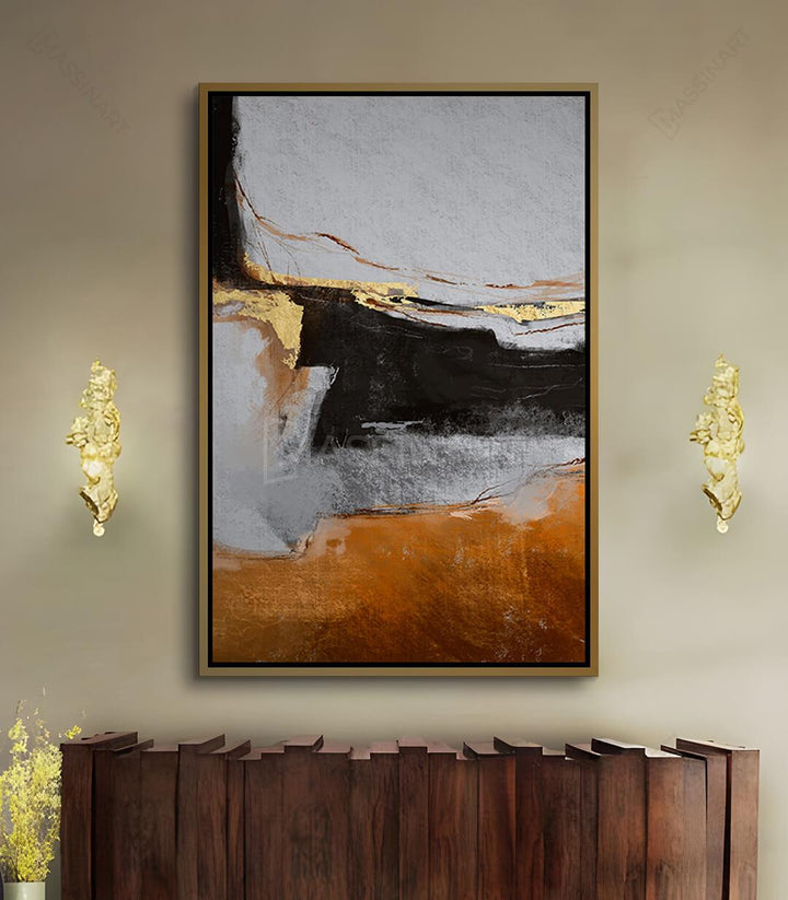 Tableau Gilded Horizon détail texture dorée et noir — Massinart