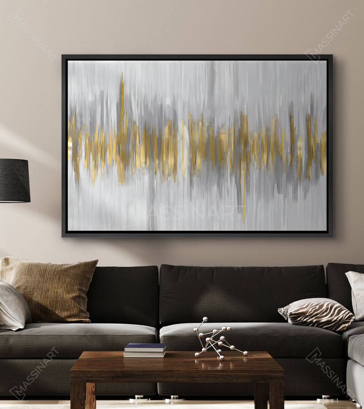 Tableau Fading into Gold mise en situation salon moderne Massinart