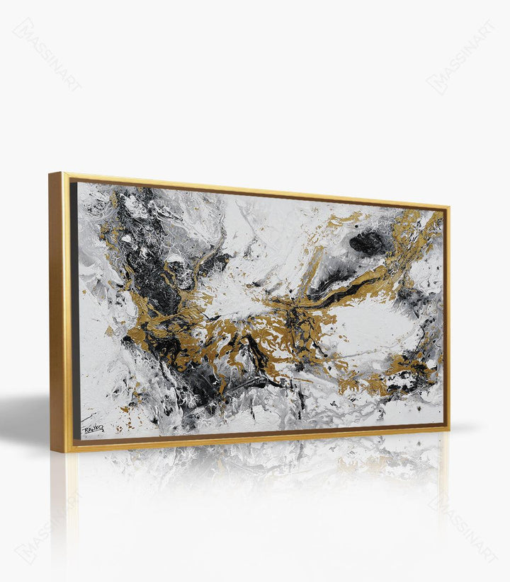 Détail texture peinture tableau abstrait Gold Splash — Massinart