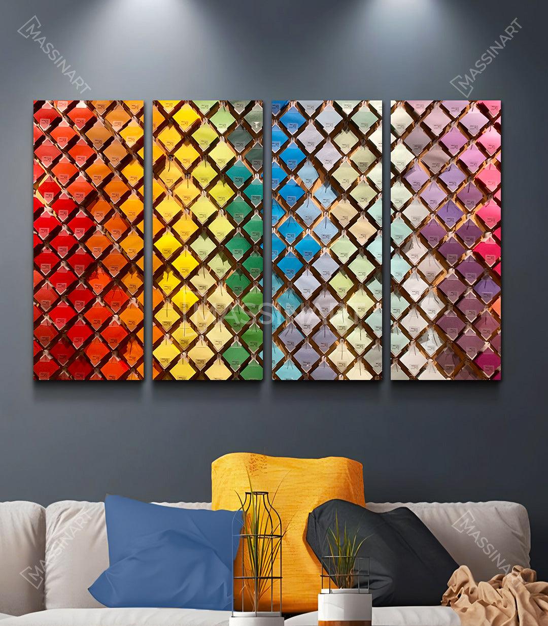 Tableau décoratif Mosaic Patterns - Set de 4 - Massinart.ma  décoration murale au Maroc