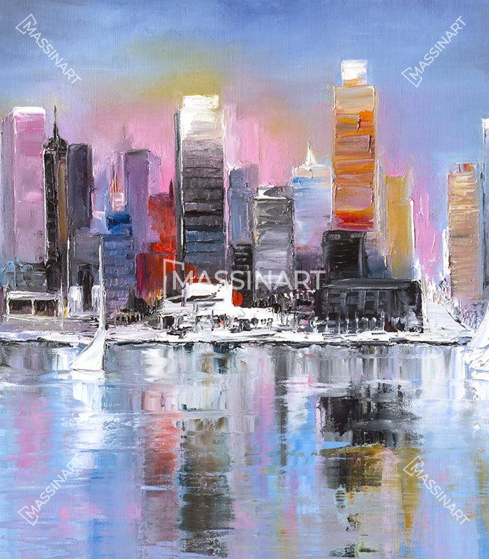 Tableau Reflection of Buildings Massinart — emballage livraison prêt à accrocher