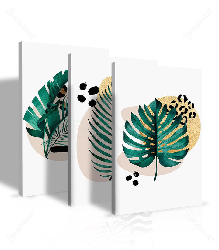 Tableau Revival mise en situation salon moderne — triptyque nature Massinart