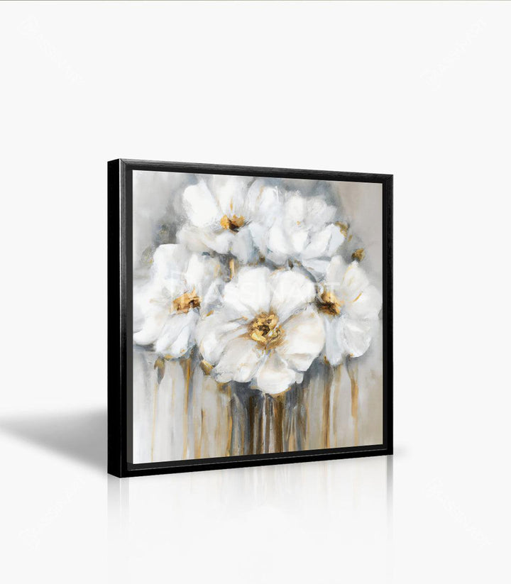 Tableau floral blanc contemporain décoration salon Massinart