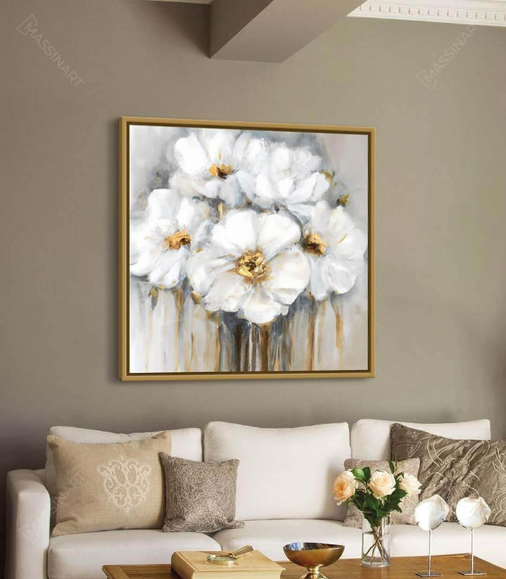 Décoration intérieur mur gris tableau floral Silent Serenity Massinart