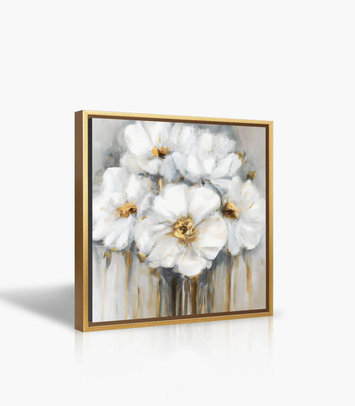 Détail étamines dorées tableau fleurs Silent Serenity Massinart