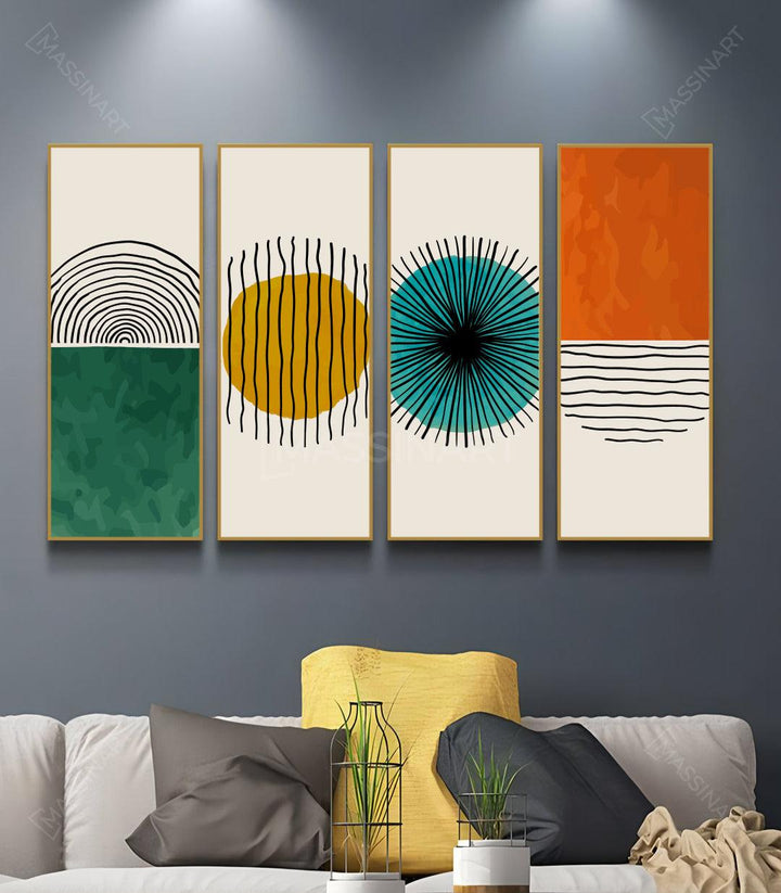 Tableau Surrounding Massinart — quadriptyque emballage livraison prêt à accrocher