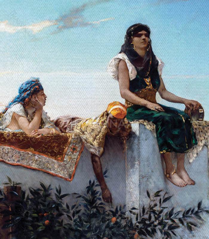 Tableau Terrasses au Maroc Massinart — emballage livraison prêt à accrocher