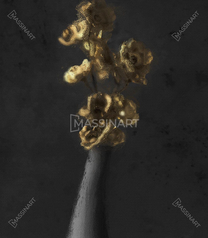 Tableau vase fleurs dorées Massinart — emballage livraison prêt à accrocher