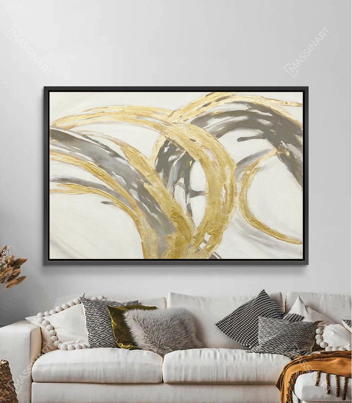 Décoration intérieur contemporain : Tableau Dreams art abstrait avec cadre noir dans un séjour élégant Massinart