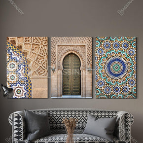 Tableaux décoratifs - Tableau décoratif Minimalist Shapes - Triptyque  encadré Maroc