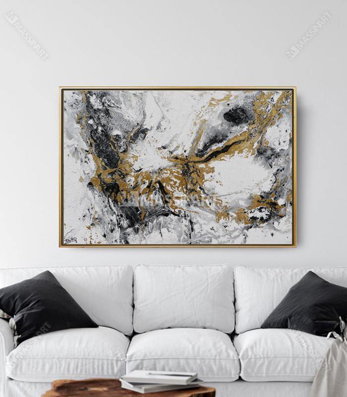 Gold Splash - Tableau design avec cadre américain - Massinart.ma  décoration murale au Maroc