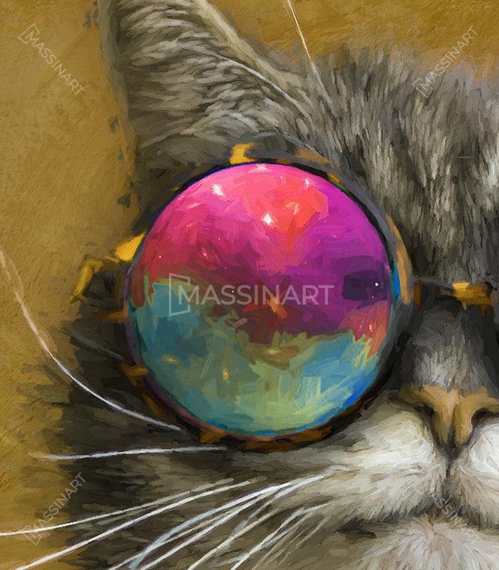 Tableau chat stylisé Massinart — emballage livraison prêt à accrocher