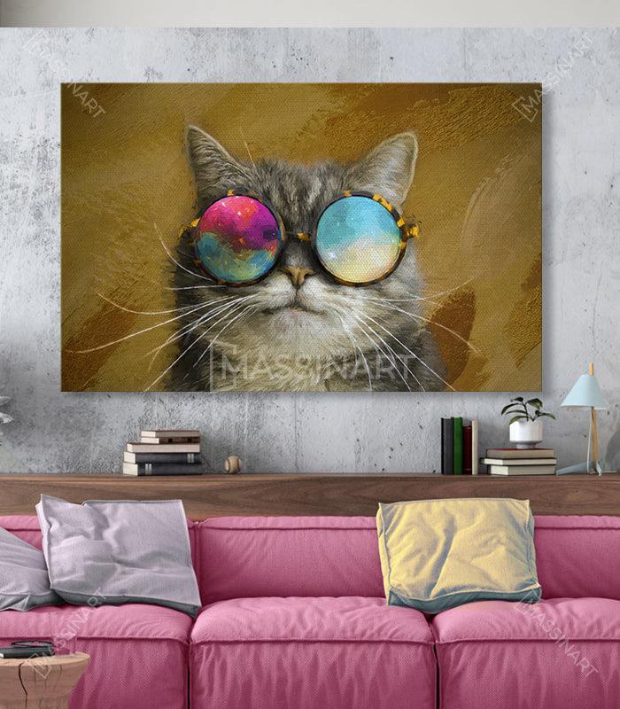 Tableau Chat stylisé -  - Massinart.ma  décoration murale au Maroc