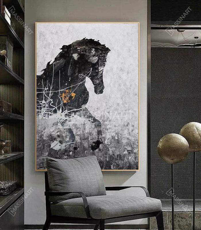 Magestic Horse - encadrement fin - Massinart.ma  décoration murale au Maroc