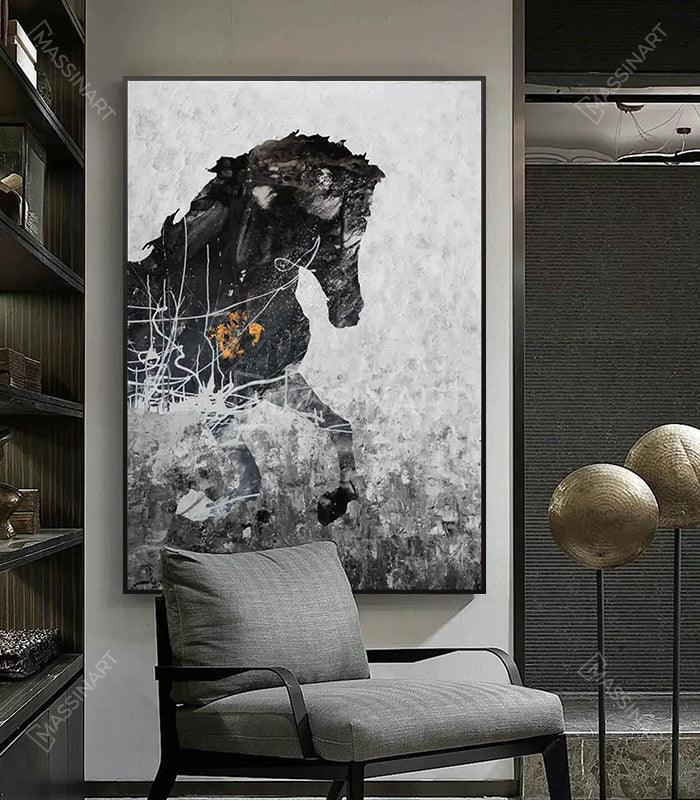 Magestic Horse - encadrement fin - Massinart.ma  décoration murale au Maroc