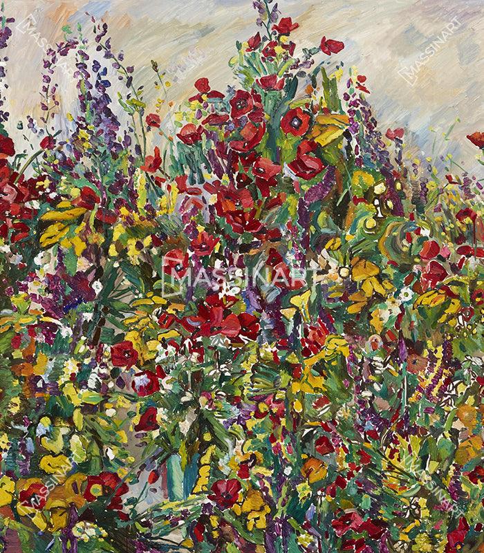 Tableau Au milieu des fleurs Massinart — emballage livraison prêt à accrocher