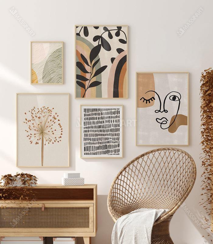 Mur de cadres Boho Neutral Colors - Cadre Minimaliste - Massinart.ma  décoration murale au Maroc