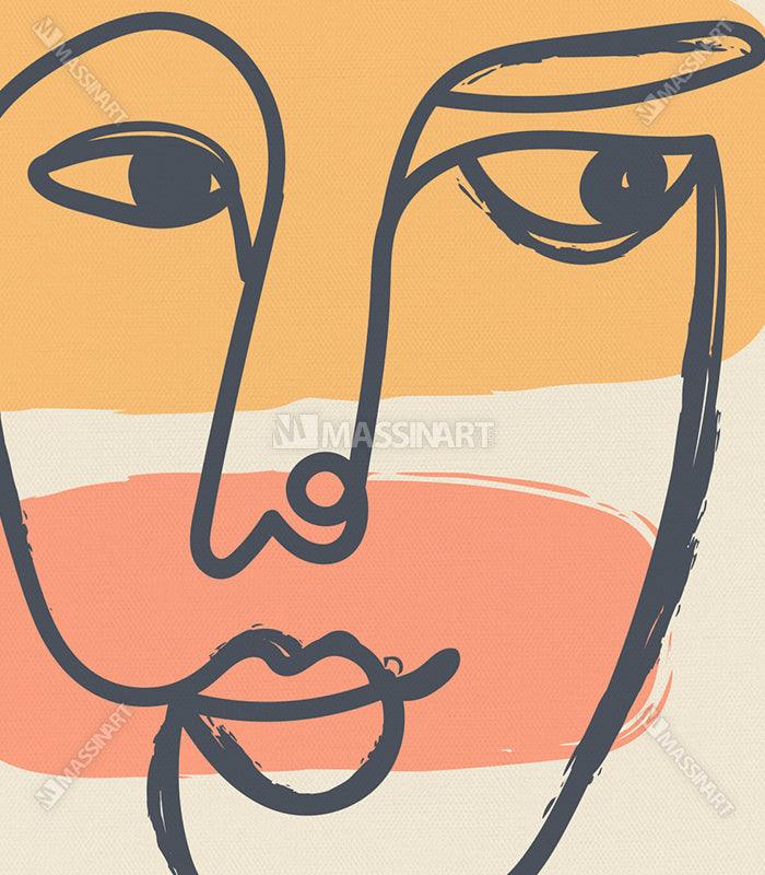Tableau fleur vase line art minimaliste beige et terracotta Massinart
