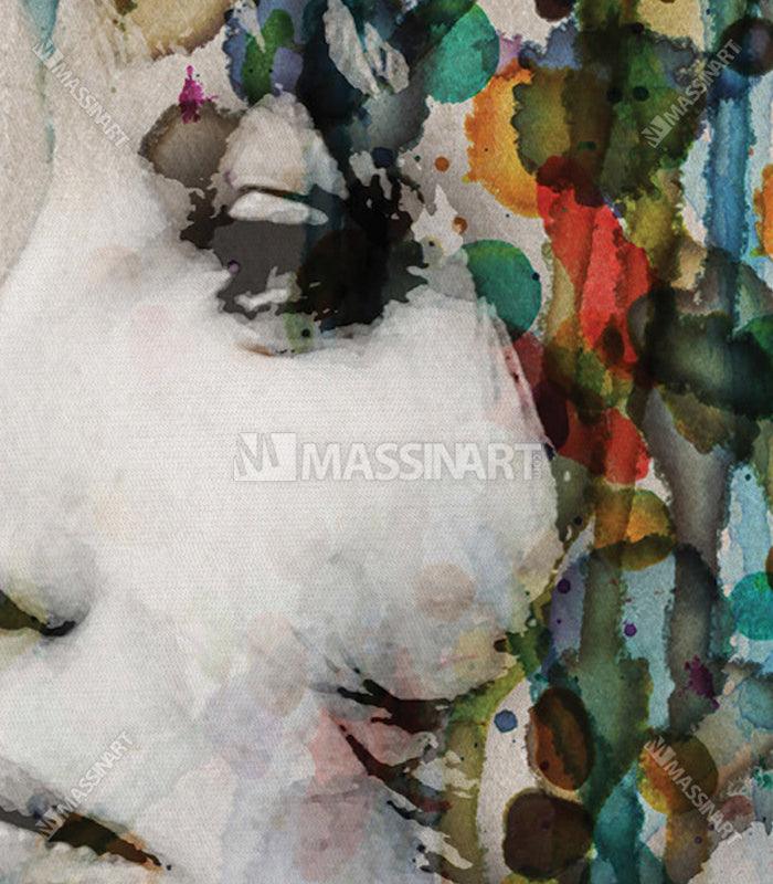 Watercolor woman portrait - Style design intérieur Vintage - Massinart.ma  décoration murale au Maroc